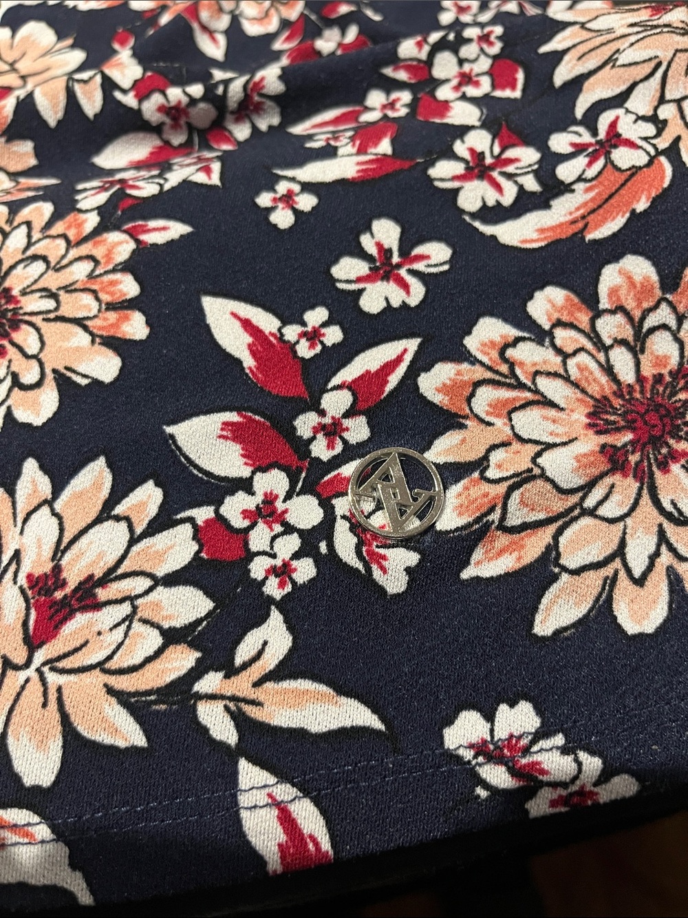 Adrienne Vittadini Navy Floral Smocked Ruffle Sleeve Camisole - Picture 4 of 5
